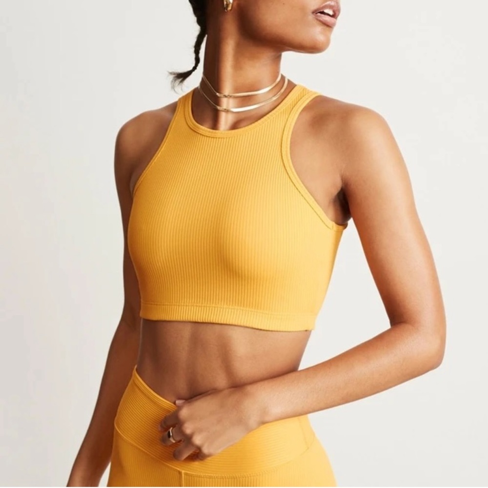 Bandier X Year of Ours Gold Ribbed Sports Bra